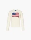 Polo Ralph Lauren Classic Crew Neck Pullover Sweater With American Flag Design In Cream