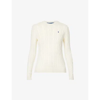 Polo Ralph Lauren Womens Cream Julianna Brand-embroidered Regular-fit Cotton-knit Jumper