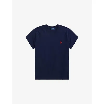 Polo Ralph Lauren Kids' Womens Cruise Navy Logo-embroidered Short-sleeve Cotton T-shirt Xl In Blue
