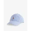 Polo Ralph Lauren Womens Cruise Royal Seersucker Seersucker Striped Cotton-blend Baseball Cap In Blue
