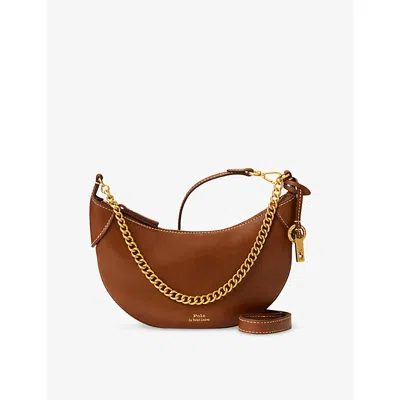 Polo Ralph Lauren Womens Cuoio Curved Leather Cross-body Bag In Brown
