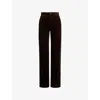 Polo Ralph Lauren Womens Dark Beech Wide-leg High-rise Cotton-corduroy Trousers In Brown