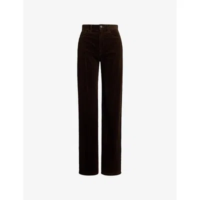 Polo Ralph Lauren Womens Dark Beech Wide-leg High-rise Cotton-corduroy Trousers In Brown