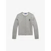 Polo Ralph Lauren Womens Dark Vintage Heather Bear-embroidered Round-neck Cotton-blend Cardigan Xs In Gray