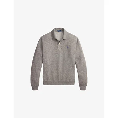 Polo Ralph Lauren Womens Dark Vintage Heather Logo-embroidered Cotton Polo Sweatshirt In Gray