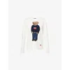 Polo Ralph Lauren Womens Deckwash White Multi Polo Bear Round-neck Linen-cotton Knitted Jumper
