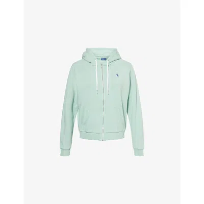 Polo Ralph Lauren Womens Logo-embroidery Fleece Full-zip Cotton Hoody Essex Green Xs