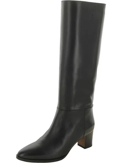 Polo Ralph Lauren Womens Faux Leather Pull On Knee-high Boots In Black