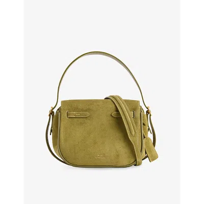 Polo Ralph Lauren Womens  Satchel Small Suede Shoulder Bag In Fern
