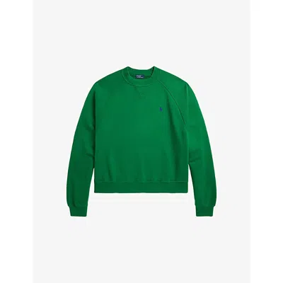 Polo Ralph Lauren Womens Fiji Green Crewneck Logo-embroidered Cotton-jersey Sweatshirt