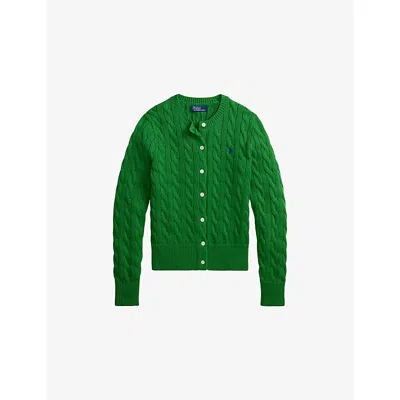 Polo Ralph Lauren Womens Fiji Green Logo-embroidered Long-sleeve Cotton Cardigan Xs In Multi