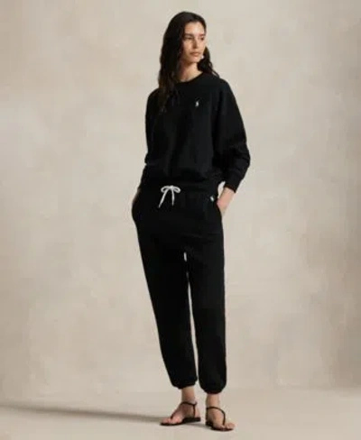 Polo Ralph Lauren Womens Fleece Crewneck Sweatshirt Drawstring Sweatpants In Black