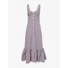 Polo Ralph Lauren Womens Floral Blue/cream Floral Shoulder-straps Cotton-poplin Midi Dress In Multi