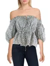Polo Ralph Lauren Womens Floral Print Puff Sleeves Blouse In Green