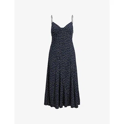 Polo Ralph Lauren Womens 1896 Midnight Daisy Floral-print V-neck Woven Midi Dress In Multi