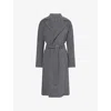 Polo Ralph Lauren Womens Belted Notch-lapels Wool Coat Grey Melange In Gray