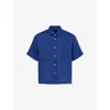 Polo Ralph Lauren Womens Logo-embroidered Short-sleeve Linen Shirt Harrison Blue