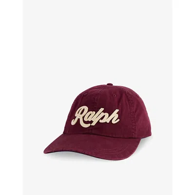 Polo Ralph Lauren Womens Brand-appliqué Cotton Baseball Cap Harvard Wine