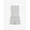Polo Ralph Lauren Womens Heather Grey Pointelle Tank And Boxer Short Cotton-jersey Pyjama Set Xs In Gray