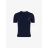 Polo Ralph Lauren Blue Cable Knit T-shirt With Embroidered Logo In Hunter Navy