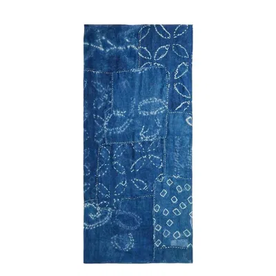 Polo Ralph Lauren Womens Indigo Patchwork Linen Scarf In Yellow