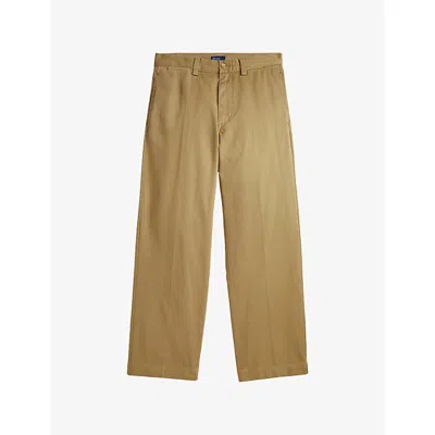 Polo Ralph Lauren Womens Khaki Straight-leg Mid-rise Cotton Trousers In Brown