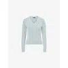 Polo Ralph Lauren Womens Kimberly V-neck Cable-knit Cotton Jumper Light Chambray In Light Chambray