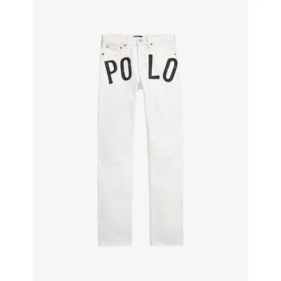 Polo Ralph Lauren Womens Laurea Wash Logo-print Straight-leg Jeans In White