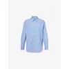 Polo Ralph Lauren Womens Light Blue/navy Multi Striped Curved-hem Cotton-poplin Shirt