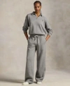 Polo Ralph Lauren Womens Lightweight Fleece Quarter Zip Sweatshirt Wide Leg Sweatpants In Gray