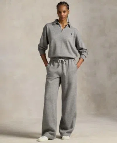 Polo Ralph Lauren Womens Lightweight Fleece Quarter Zip Sweatshirt Wide Leg Sweatpants