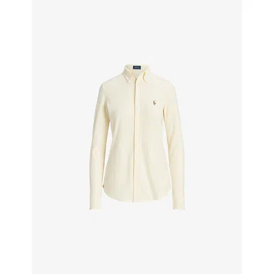 Polo Ralph Lauren Womens Wicket Yellow/white Logo-embroidered Striped Cotton Shirt In Multi