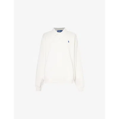 Polo Ralph Lauren Womens Nevis Logo-embroidery Polo-collar Cotton-blend Jersey Sweatshirt