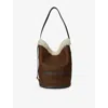 Polo Ralph Lauren Womens Bellport Leather And Shearling Bucket Bag Luggage/cream