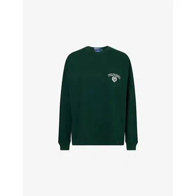 Polo Ralph Lauren Womens Moss Agate  X Wimbledon Logo-print Long-sleeve Cotton T-shirt