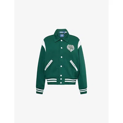 Polo Ralph Lauren Cotton-blend Embroidered Bomber Jacket In Green