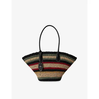 Polo Ralph Lauren Womens Multi Stripe Bellport Raffia Basket Tote Bag