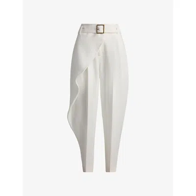 Polo Ralph Lauren Womens Nevis Tapered-leg Belted Linen Trousers In White