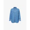 Polo Ralph Lauren Womens  Relaxed-fit Curved-hem Denim-blend Shirt