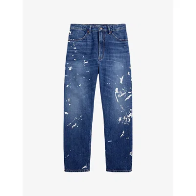Polo Ralph Lauren Womens Quibell Wash Paint-splatter Tapered-leg Mid-rise Jeans In Multi