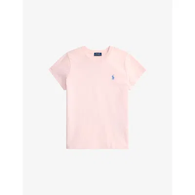 Polo Ralph Lauren Womens Pink Sand Logo-embroidered Regular-fit Cotton-jersey T-shirt