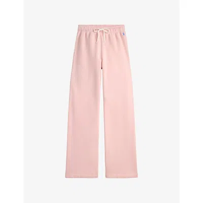 Polo Ralph Lauren Womens Pink Sand Logo-embroidered Wide-leg Mid-rise Cotton-blend Jogging Bottoms In Multi