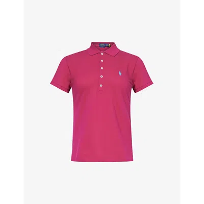 Polo Ralph Lauren Julie Logo-embroidered Stretch-cotton Polo Shirt In Pink Sky/c6315