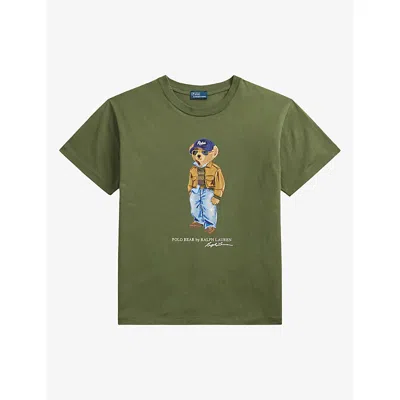 Polo Ralph Lauren Womens Polo Bear Print Cotton T-shirt Dense Olive