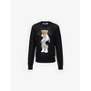 Polo Ralph Lauren Womens Polo Black Embroidered Boxing Bear Open Knit Jumper Xs In Black