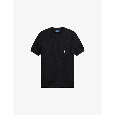 Polo Ralph Lauren Womens Polo Black Logo-embroidered Short-sleeve Cotton Jumper Xl