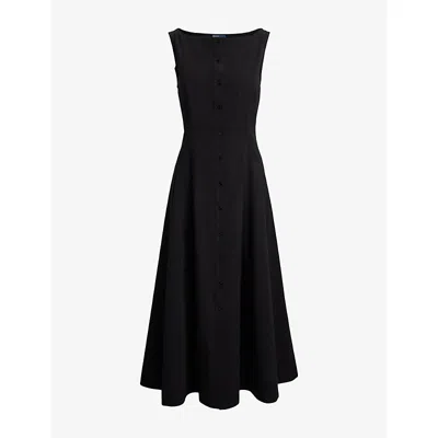 Polo Ralph Lauren Womens Polo Black Panelled A-line Cotton Midi Dress