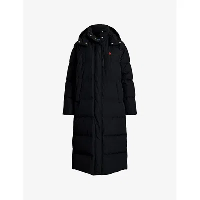 Polo Ralph Lauren Womens  Brand-embroidered Padded Shell-down Coat In Black