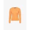 Polo Ralph Lauren Womens  Brand-embroidery Cable-knit Cotton Jumper In Sun Orange