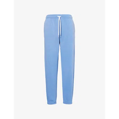 POLO RALPH LAUREN WOMENS POND BLUE BRAND-EMBROIDERY TAPERED-LEG COTTON-JERSEY JOGGING BOTTOMS